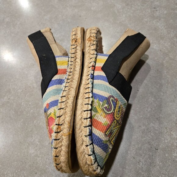 Women's Stripe/Floral Fabric Slingback Espadrille Sandals - Multicolors Size 7M - Picture 6 of 9